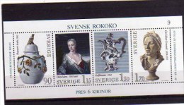 SWEDEN - SVERIGE - SVEZIA 1979 SWEDISH ROCOCO MINIATURE ART BLOCK SHEET BLOCCO FOGLIETTO BLOC FEUILLET ARTE MNH - Blokken & Velletjes
