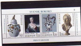 SWEDEN - SVERIGE - SVEZIA 1979 SWEDISH ROCOCO MINIATURE ART BLOCK SHEET BLOCCO FOGLIETTO BLOC FEUILLET ARTE MNH - Blocks & Sheetlets