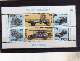 SWEDEN SVERIGE SVEZIA 1980 SWEDISH HISTORY CARS TRANSPORTS Motor Vehicles BLOCK SHEET BLOCCO FOGLIETTO BLOC FEUILLET MNH - Blocks & Sheetlets