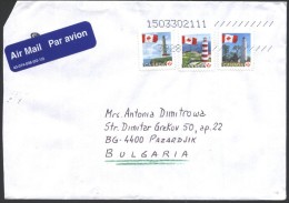 Mailed Cover (letter) With Stamps Lighthouses   From Canada To Bulgaria - Cartas & Documentos