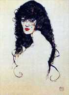 Delcampe - Egon SCHIELE Femme A La Chevelure Noire,1914, Carte Moderne - Schiele