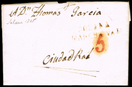 CIUDAD REAL PREF. - PE 3N SOLANA - CARTA CIRC. A CIUDAD REAL + PORTEO 5 - ...-1850 Prefilatelia