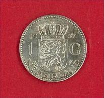 OLANDA - NEDERLAND 1957, Uncirculated Coin, XF, 1 Gulden , Juliana - , 0.720 Silver Argento - Ossido Naturale Non Pulita - Gold And Silver Coins