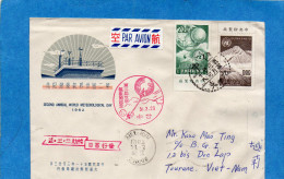 MARCOPHILIE-lettre  -Taiwan--cad-1962--pour  Viet Nam -2 Stamps N°318-9 Météorological - Covers & Documents