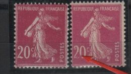 2 Timbres 20c Lilas Rose Semeuse  Neufs N° 190 Et 190b Valeur Partiellement Obstruée - Gebraucht