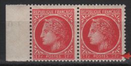 Paire Du 1f Cérès Rouge  Neuf N° 676  La Valeur De 1 Fr Est Partiellement Obstruée - Unused Stamps