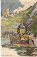 Caub Kaub Germany,  Caub Und Die Pfalz, Artist Signed Image, 1900s Vintage Postcard - Kaub