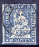 Svizzera-008 - 1854 - Y&T: N. 27 (o) - Privo Di Difetti Occulti. - Used Stamps