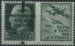 1944 Italia, Propaganda Di Guerra Con Soprastampa Spostata In Alto Varietà , Valore Da Cent.25 (*) Nuovo - Kriegspropaganda