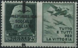 1944 Italia, Propaganda Di Guerra Con Soprastampa Spostata In Alto Varietà , Valore Da Cent.25 (*) Nuovo - Propaganda Di Guerra