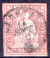 Svizzera-013 - 1854 - Y&T: N. 28 (o) - Privo Di Difetti Occulti. - Gebraucht