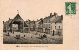 Delcampe - CPA - MILLY (91) - Aspect De La Place Du Marché En 1843 ( Gravure ) - Milly La Foret