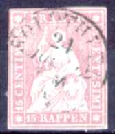 Svizzera-015 - 1854 - Y&T: N. 28 (o) - Privo Di Difetti Occulti. - Used Stamps