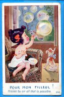 Delcampe - FR657, Kisses By Air All That Is Possible, 2732, 1 Fente, Chien, Dog, Bulle De Savon, Bonheur,  Circulée 1926 - Right