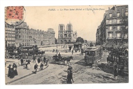 Delcampe - (3590-75) Paris - La Place Saint Michel Et L'Eglise Notre Dame - Paris (06)