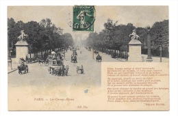 Delcampe - (3592-75) Paris - Les Champs Elysées - Poème Philippe Dufour - Champs-Elysées