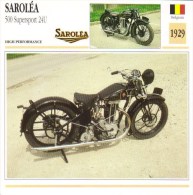 Delcampe - Saroléa 500cm Supersport 24U  - 1929   -  Fiche Technique Moto (Belgique) - Autres & Non Classés