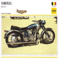 Delcampe - Saroléa 600cm GT Grand Tourisme  - 1954   -  Fiche Technique Moto (Belgique) - Autres & Non Classés