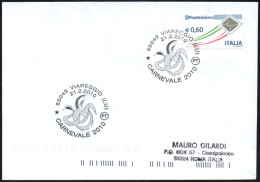 Delcampe - ITALIA VIAREGGIO (LU) 2010 - CARNEVALE 2010 - BUSTA VIAGGIATA PIEGATA CENTRALMENTE - Karnaval