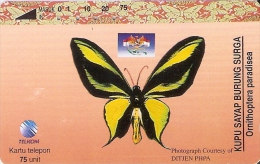 TARJETA DE INDONESIA DE UNA MARIPOSA 75 UNIT (BUTTERFLY) - Indonesia