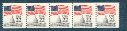 310989550 USA POSTFRIS MINT NEVER HINGED POSTFRISCH EINWANDFREI SCOTT 2115 PCN STRIP OF 5 PLATE 2 FLAG OVER CAPITOLE - Ruedecillas (Números De Placas)