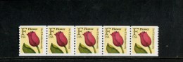 310989943 USA POSTFRIS MINT NEVER HINGED POSTFRISCH EINWANDFREI SCOTT 2518 PCN STRIP OF 5 PLATE 2222 TULIP - Rollini (Numero Di Lastre)