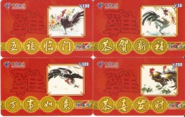 SERIE COMPLETA DE 4 TARJETAS DE CHINA DE GALLOS (COCK-GALLO) - Hühnervögel & Fasanen