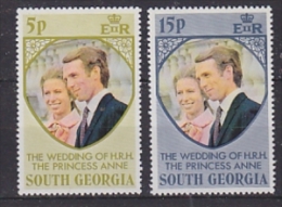 South Georgia 1973 Royal Wedding 2v ** Mnh (21254) - Georgias Del Sur (Islas)