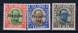 Iceland: 1931 Mi Nr 147 - 149 MNH/**  Fa 162 -164 Zeppelin 1931 - Luchtpost