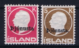 Iceland: Service Mi Nr 41 - 42  MNH/** Fa 53 - 54 - Oficiales