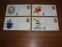 4 Philato Covers: Paus Bezoek Nederland 1985 - Blanco / Open Klep - Cartas & Documentos