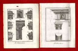 ARCHITECTURE  12 PLANCHES  GRAVURES XVIII°  XIX° - Arquitectura