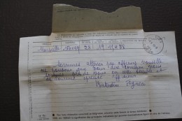 TELEGRAMME DE MARSEILLE POUR Mme BATTESTINI à VICO CORSE CORSICA 1964 DCD Marcophilire Télégraphique - Telegrafi E Telefoni