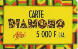 CARTE-PREPAYEE-SENEGAL-ALIZE-5000F CFA-DIAMONO-Epaisse-V°N° Série A Gauche-Pt N° Lasers-TBE - Senegal