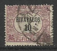 HONGRIE, MAGYAR ; Perforé , Perfin ; " :. " , 10 Fi , 1921 , N° Y&T 1 - Dienstzegels