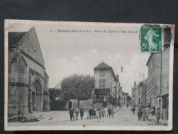 Ref4158 JU CPA Animée De Vernouillet - Place De L'église Et Rue Chaude - BF Paris N°1 - 1908 - Epicerie - Vernouillet
