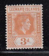 Leeward Islands MH Scott #109 3p George VI, Dull Orange - Leeward  Islands