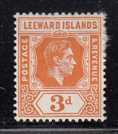 Leeward Islands MNH Scott #109a 3p George VI, Brown Orange - Album Adherence - Leeward  Islands