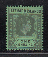 Leeward Islands MH Scott #111 SG #110ba 1sh George VI, Black And Gray On Emerald - Country Name In Black - Leeward  Islands