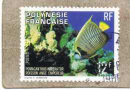 POLYNESIE Fse : Poissons :  - Poisson-ange Empereur (Pomacanthus Imperator). Faune Marine  - - Oblitérés