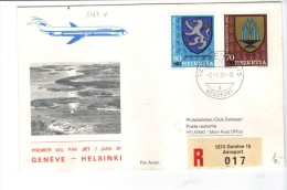 VOL141 - SVIZZERA 1981, Primo Volo Geneve Helsinki . Raccomandata - Eerste Vluchten