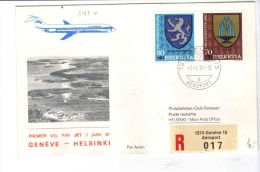 VOL141 - SVIZZERA 1981, Primo Volo Geneve Helsinki . Raccomandata - First Flight Covers