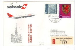 VOL149 - SVIZZERA 1983, Primo Volo Zurich Boston . Raccomandata - Primi Voli