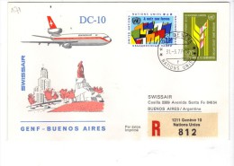 VOL171 - NAZIONI UNITE, Primo Volo Geneve Buenos Aires .  Raccomandata - Airmail