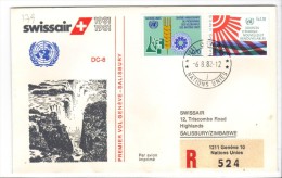 VOL179 - NAZIONI UNITE, Primo Volo Swissair Geneve Salisbury   Raccomandata - Covers & Documents