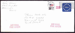 USA On Air Mail Cover To South Africa - 1988, Flag And Stars Embossed, STAMPED ENVELOPES - 1981-00