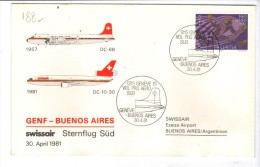 VOL188 - SVIZZERA 1981, Primo Volo Ginevra Buenos Aires . - Erst- U. Sonderflugbriefe