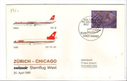 VOL191 - SVIZZERA 1981, Swissair Primo Volo Zurigo Chicago. - Primi Voli