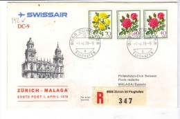 VOL192 - SVIZZERA 1978, Swissair Primo Volo Zurigo Malaga . Raccomandata - Primi Voli