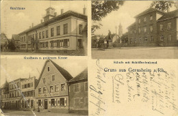 CP GRUSS Aus GERNSHEIM A/Rh " Stadthaus , Schule Mit Schöfferdenkmal , Gasthaus ...". - Gross-Gerau